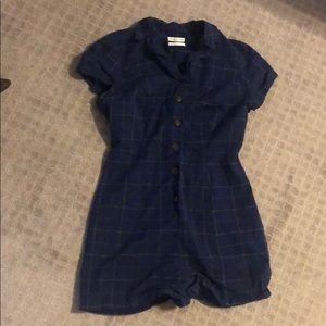 Plaid button up romper